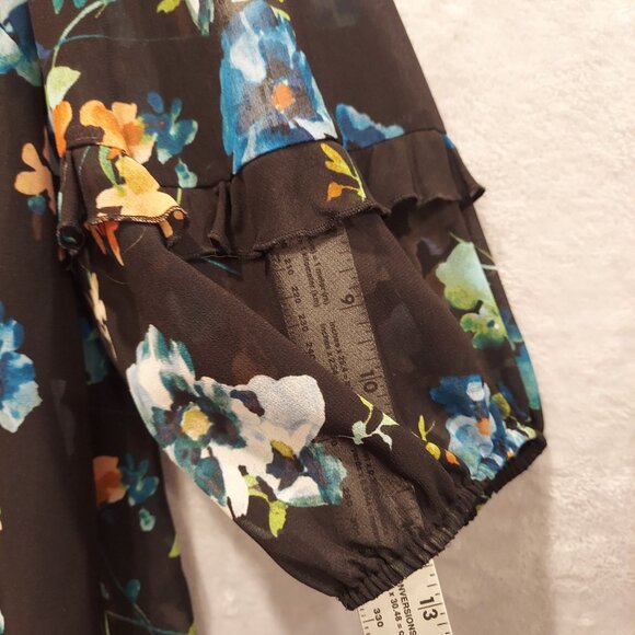 Calvin Klien Blouse Womens 1X black colorful floral flowy Boho Business Casual - Picture 6 of 12
